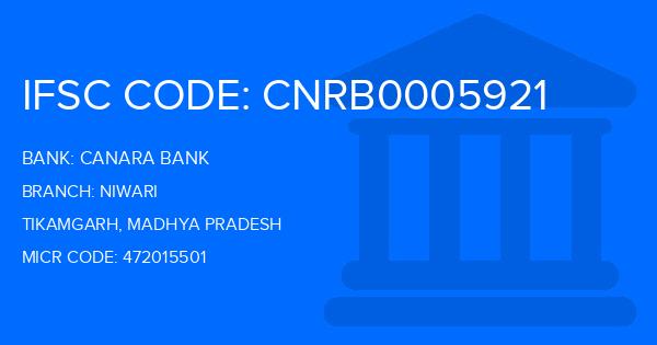 Canara Bank Niwari Branch IFSC Code