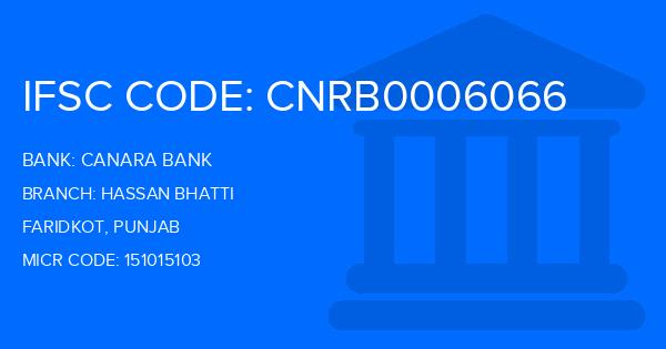 Canara Bank Hassan Bhatti Branch IFSC Code
