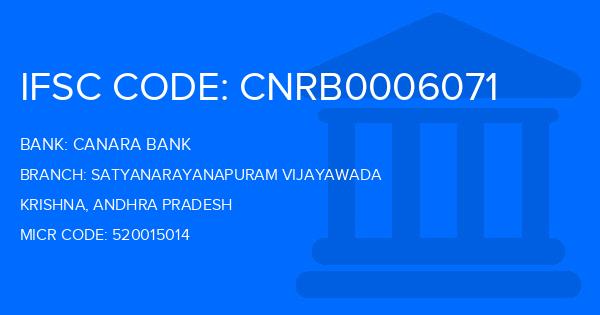 Canara Bank Satyanarayanapuram Vijayawada Branch IFSC Code