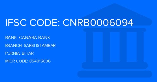 Canara Bank Sarsi Istamrar Branch IFSC Code
