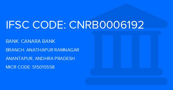 Canara Bank Anathapur Ramnagar Branch IFSC Code
