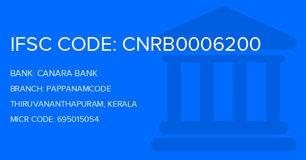 Canara Bank Pappanamcode Branch IFSC Code