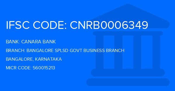 Canara Bank Bangalore Splsd Govt Business Branch
