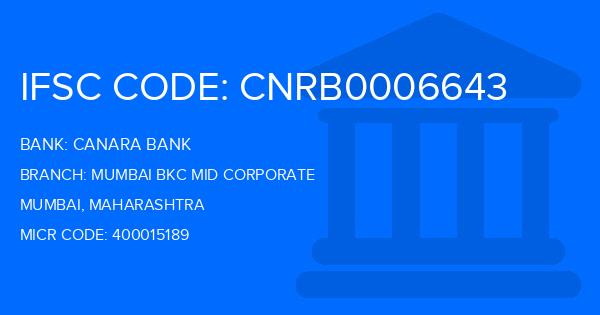 Canara Bank Mumbai Bkc Mid Corporate Branch IFSC Code