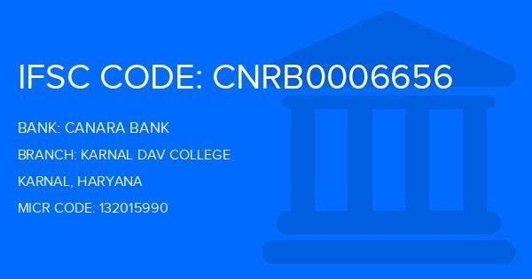 Canara Bank Karnal Dav College Branch IFSC Code