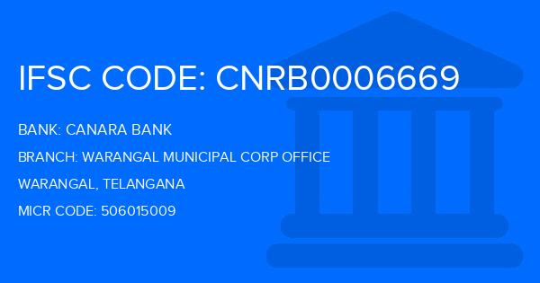 Canara Bank Warangal Municipal Corp Office Branch IFSC Code