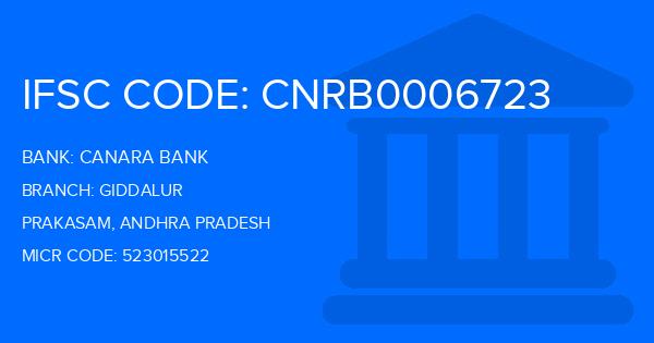 Canara Bank Giddalur Branch IFSC Code