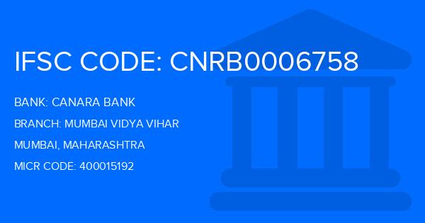 Canara Bank Mumbai Vidya Vihar Branch IFSC Code