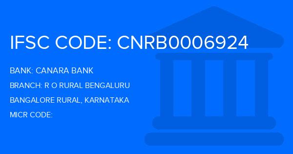 Canara Bank R O Rural Bengaluru Branch IFSC Code