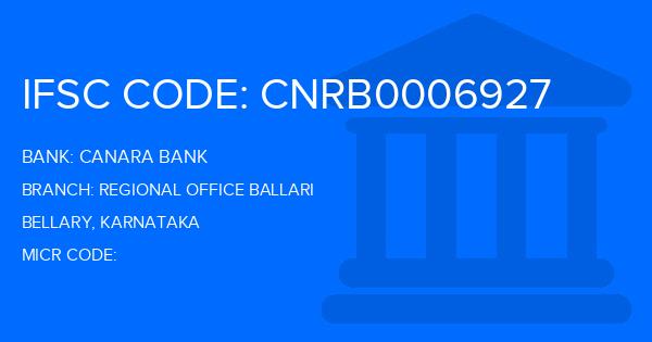 Canara Bank Regional Office Ballari Branch IFSC Code