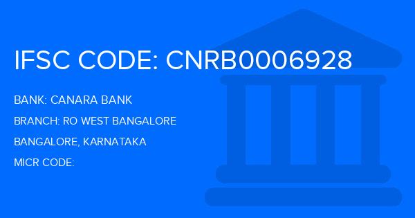 Canara Bank Ro West Bangalore Branch IFSC Code