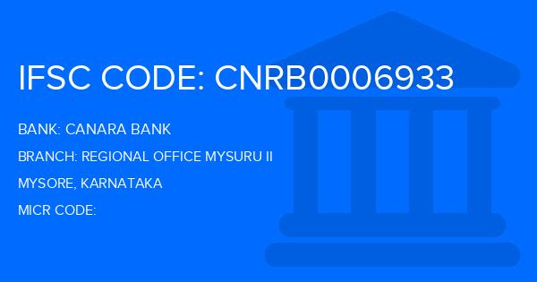 Canara Bank Regional Office Mysuru Ii Branch IFSC Code