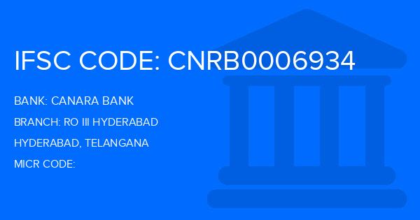 Canara Bank Ro Iii Hyderabad Branch IFSC Code