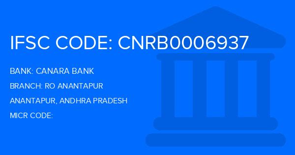 Canara Bank Ro Anantapur Branch IFSC Code