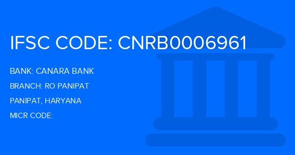 Canara Bank Ro Panipat Branch IFSC Code