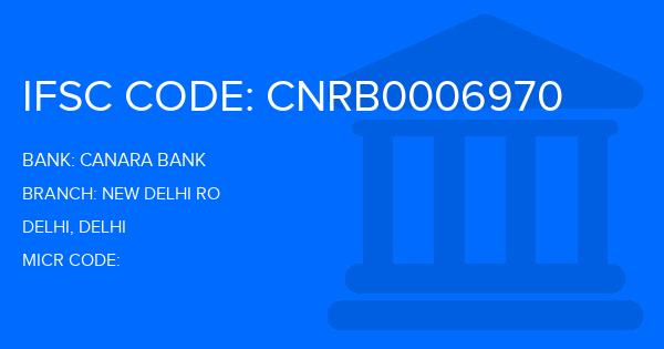 Canara Bank New Delhi Ro Branch IFSC Code