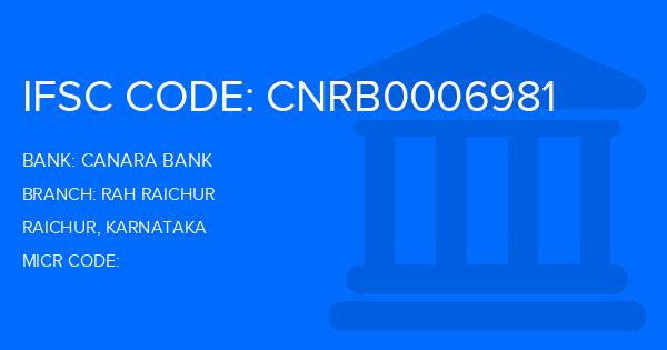 Canara Bank Rah Raichur Branch IFSC Code