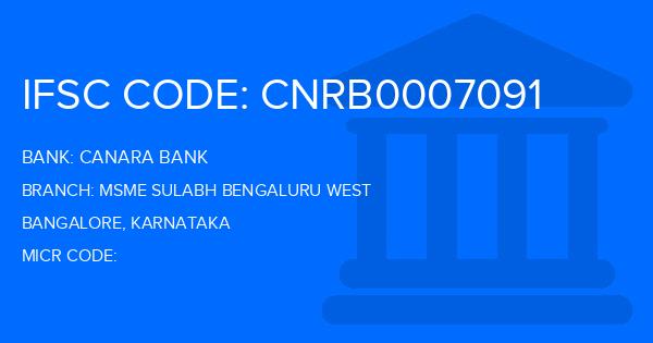 Canara Bank Msme Sulabh Bengaluru West Branch IFSC Code