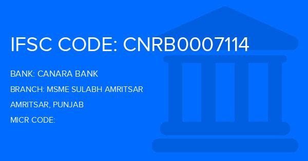 Canara Bank Msme Sulabh Amritsar Branch IFSC Code