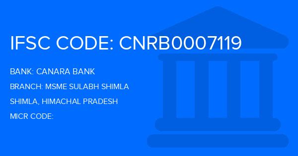 Canara Bank Msme Sulabh Shimla Branch IFSC Code
