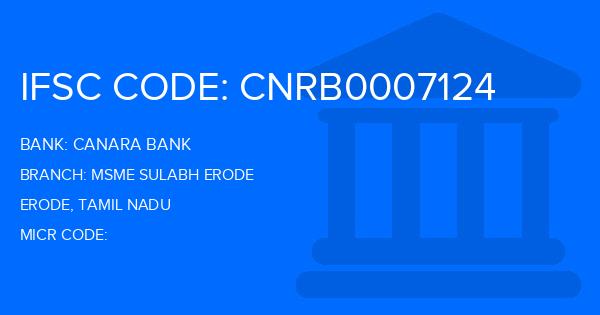 Canara Bank Msme Sulabh Erode Branch IFSC Code