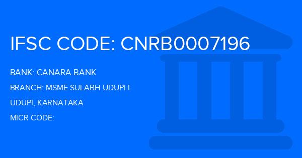 Canara Bank Msme Sulabh Udupi I Branch IFSC Code