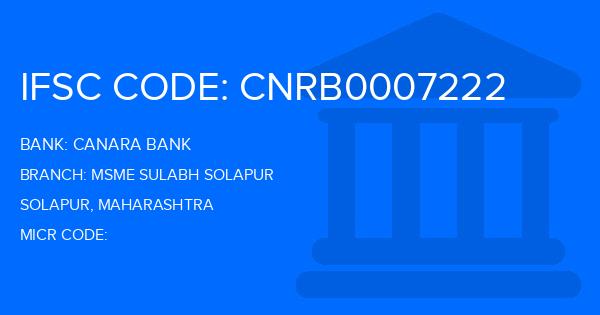 Canara Bank Msme Sulabh Solapur Branch IFSC Code