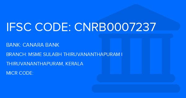 Canara Bank Msme Sulabh Thiruvananthapuram I Branch IFSC Code