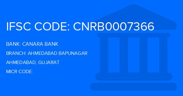 Canara Bank Ahmedabad Bapunagar Branch IFSC Code