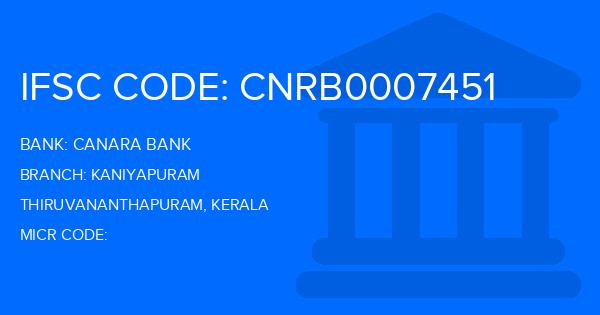 Canara Bank Kaniyapuram Branch IFSC Code
