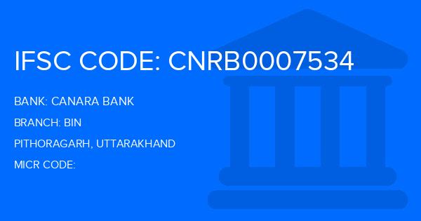 Canara Bank Bin Branch IFSC Code