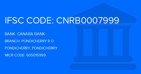 Canara Bank Pondicherry R O Branch IFSC Code