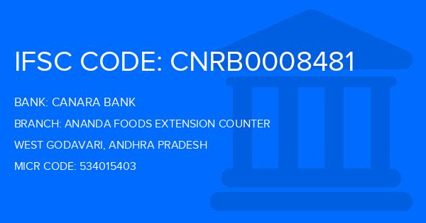 Canara Bank Ananda Foods Extension Counter Branch IFSC Code