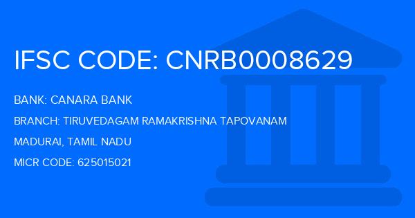 Canara Bank Tiruvedagam Ramakrishna Tapovanam Branch IFSC Code