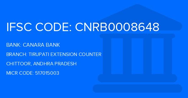 Canara Bank Tirupati Extension Counter Branch IFSC Code