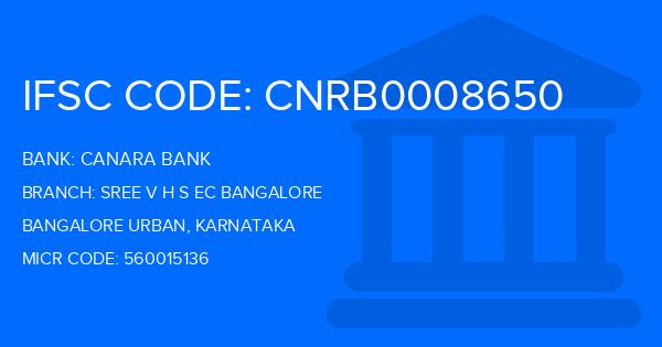 Canara Bank Sree V H S Ec Bangalore Branch IFSC Code