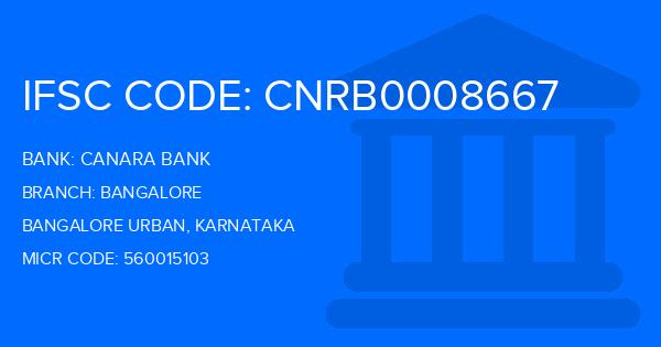 Canara Bank Bangalore Branch IFSC Code