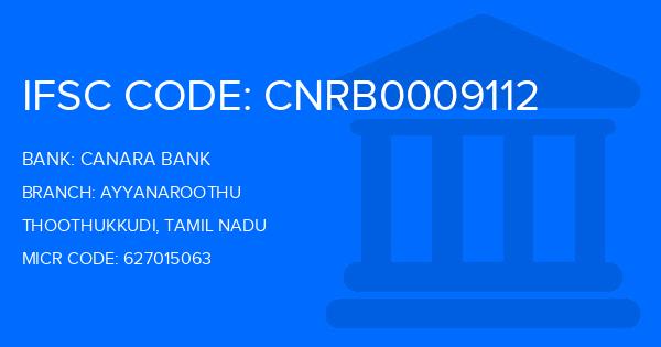 Canara Bank Ayyanaroothu Branch IFSC Code