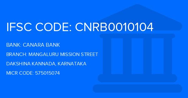 Canara Bank Mangaluru Mission Street Branch IFSC Code