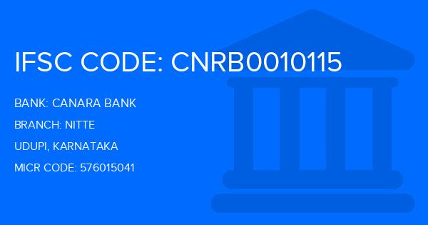 Canara Bank Nitte Branch IFSC Code