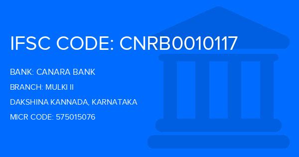 Canara Bank Mulki Ii Branch IFSC Code