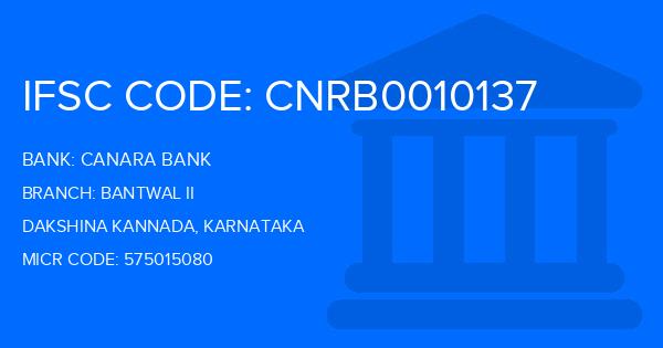 Canara Bank Bantwal Ii Branch IFSC Code