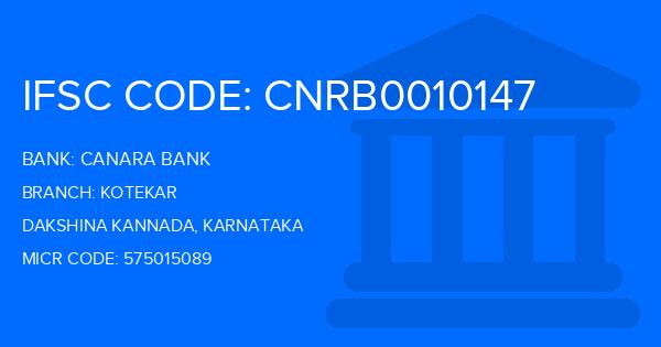 Canara Bank Kotekar Branch IFSC Code