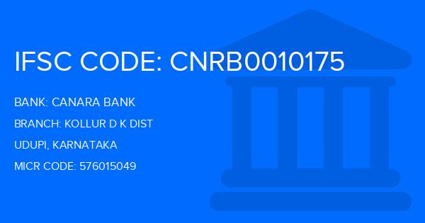 Canara Bank Kollur D K Dist Branch IFSC Code