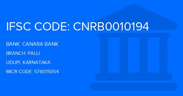 Canara Bank Palli Branch IFSC Code
