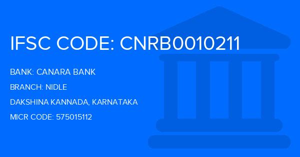 Canara Bank Nidle Branch IFSC Code
