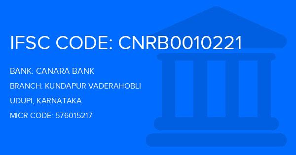 Canara Bank Kundapur Vaderahobli Branch IFSC Code