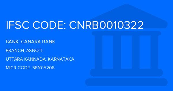 Canara Bank Asnoti Branch IFSC Code