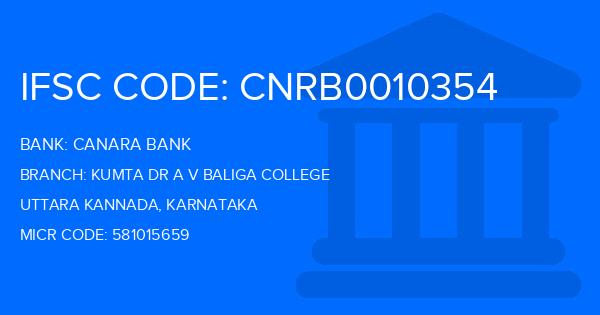 Canara Bank Kumta Dr A V Baliga College Branch IFSC Code