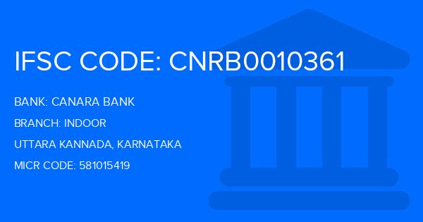Canara Bank Indoor Branch IFSC Code